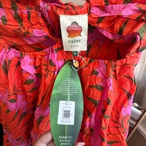 Farm Rio Copacabana Pink Mini Dress Floral Halter Cut Out Summer Colorful Medium